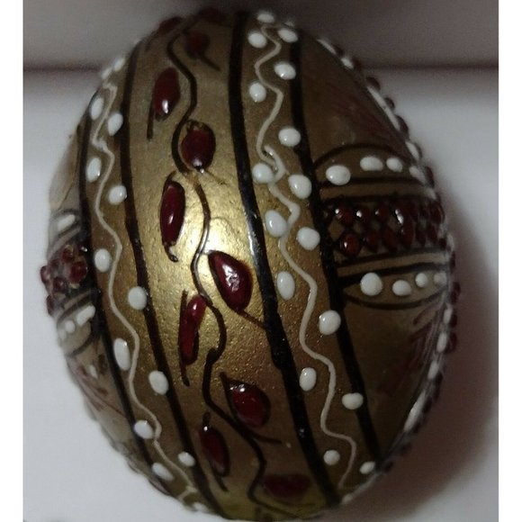 Vintage Romanian Pysanky Hand Painted Real Easter Egg Cross Red Black Gold White - Picture 1 of 4